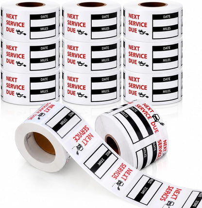Oil Change Service Reminder Stickers - 3000 Pcs 2x2 Black, Next Service Due Roll, Removable Vinyl Peel & Write, No Residue Car Sticker (10)