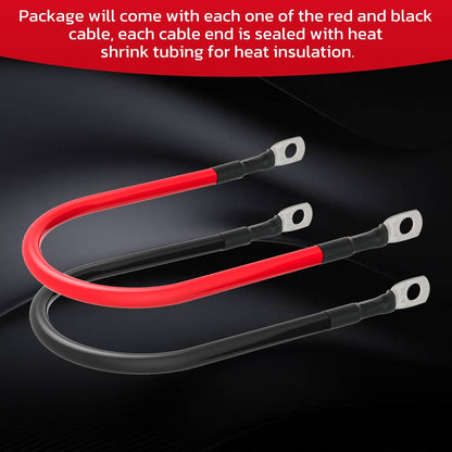 6 AWG Battery Cable 6AWG Gauge Battery Inverter Cables for Automotive Solar Marine Boat RV Car Motorcycle (6 AWG, 9in, 5/16")