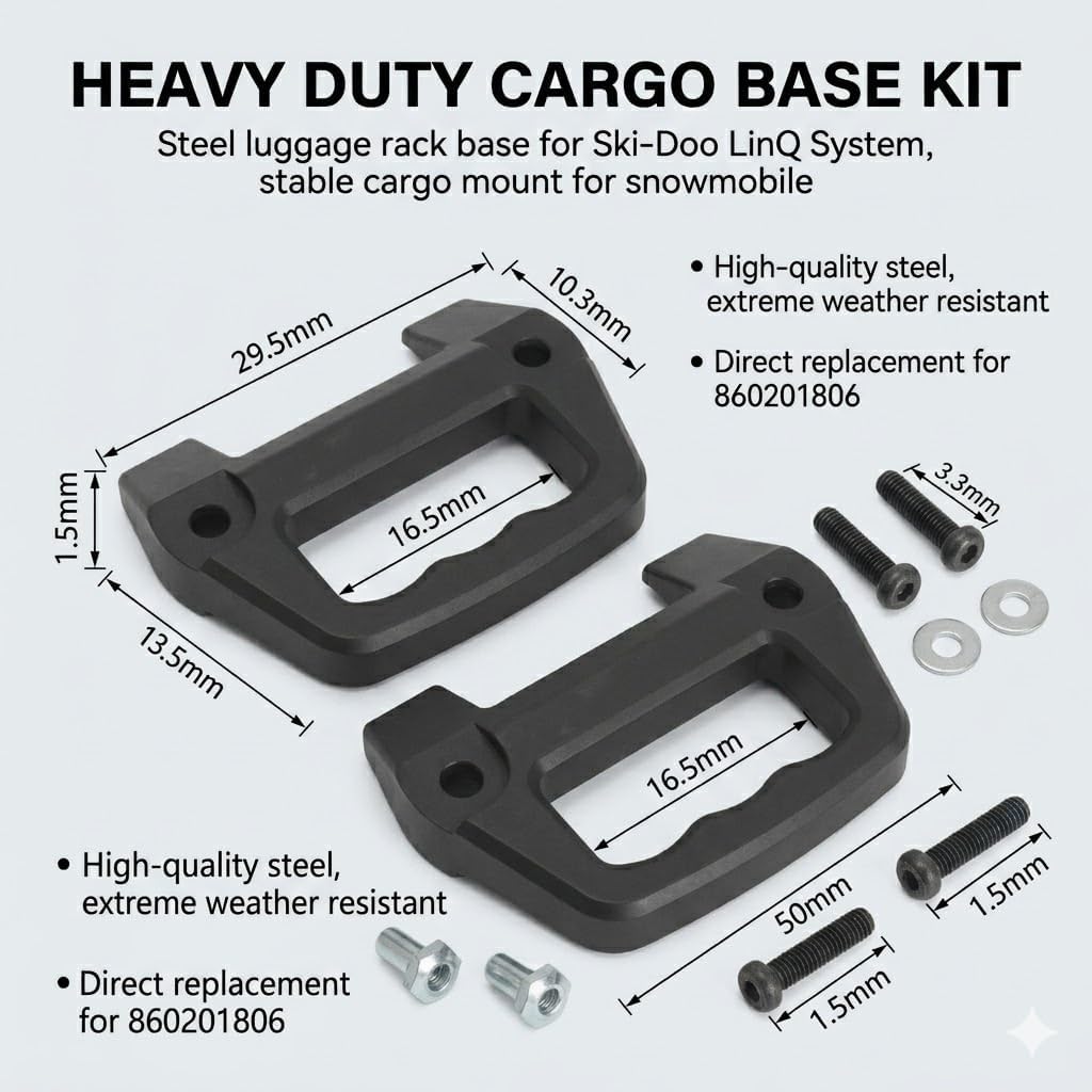 Snowmobile Cargo Base Luggage Rack Base Kit with Hardware for Ski-Doo for LinQ System Replace 860201806 Snowmobile Seat Armrest