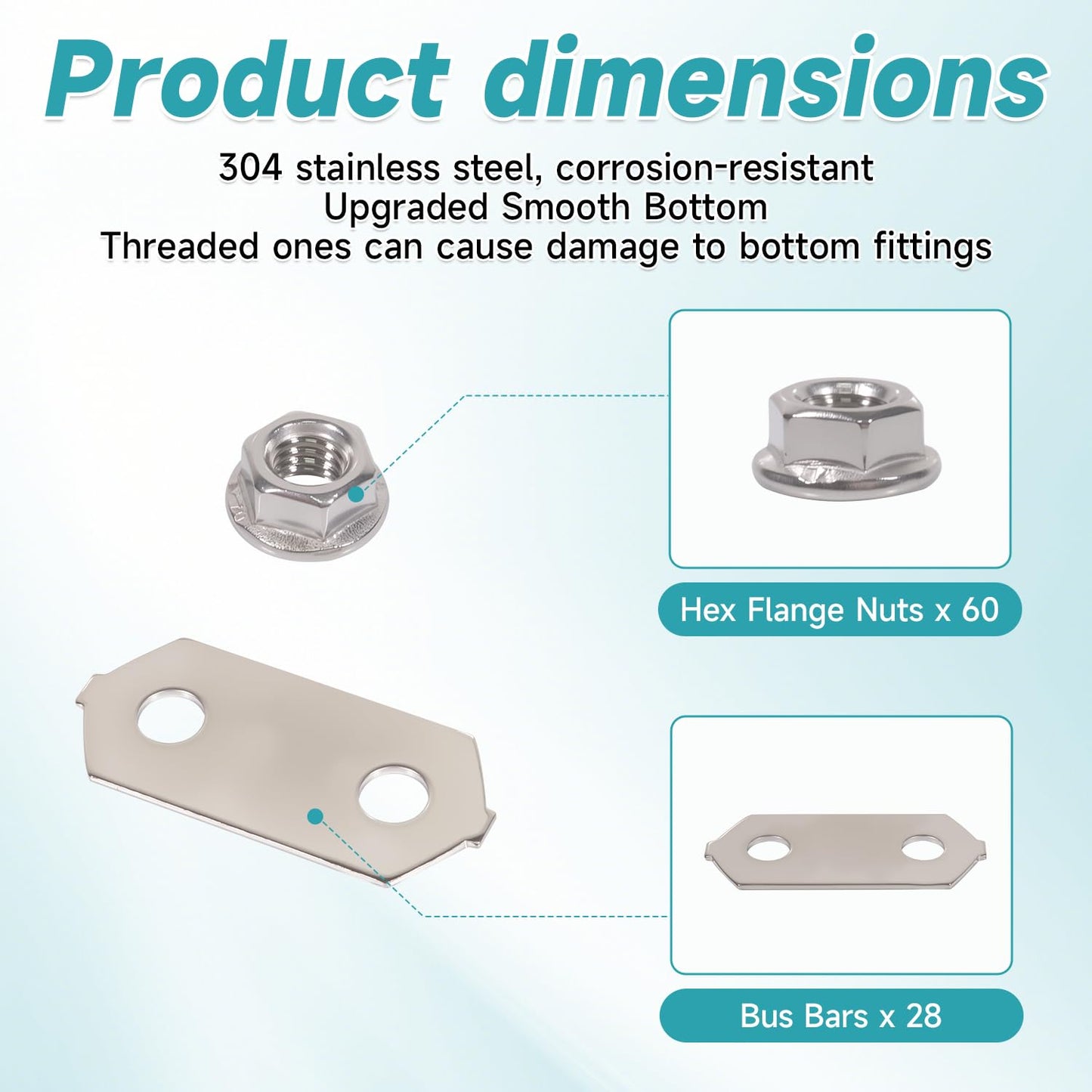 Nickel Plated, Copper Bus Bars and Stainless SS Nuts Set for Hybrid Battery for Toyota for Prius V for Lexus CT200h 04 05 06 07 08 09 10 11 12 13 14 15 16 17 (Improved Model)