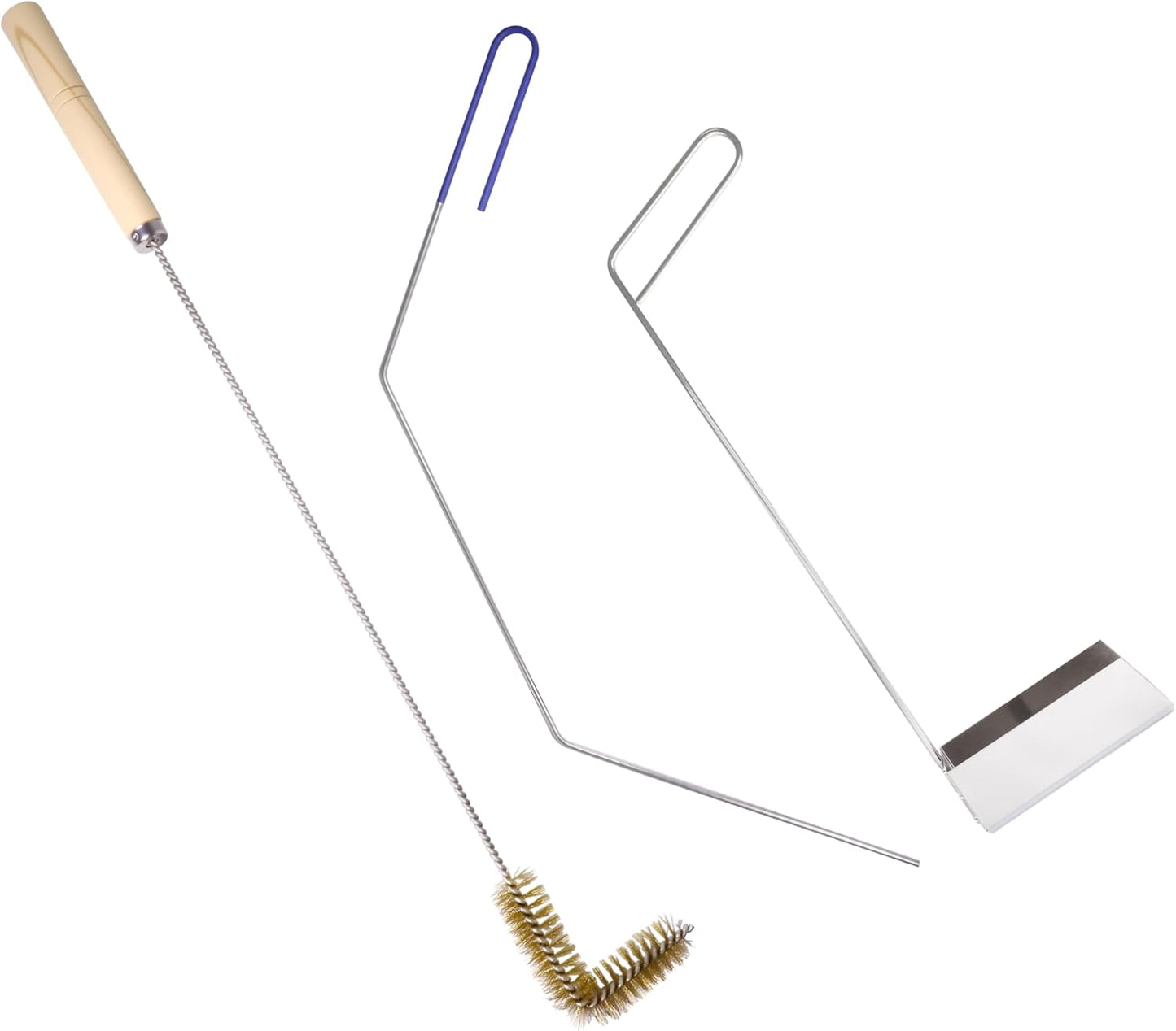3 PCS Fryer Cleaning Tools with Deep Fryer Brass L-Shaped Brush, Deep Fryer Cleanout Rod, Long Handle Deep Basket Brush for Restaurants, Air Fryers, Deep Fat Fryers