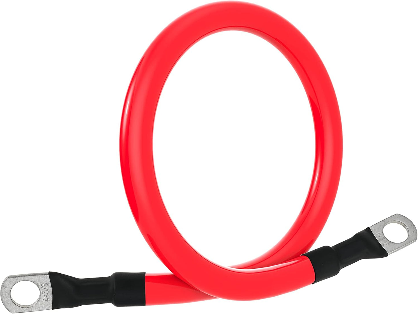 4 AWG Battery Cable 4AWG Gauge Pure Copper Battery Inverter Cables with 3/8 in Lugs Both Ends Power Inverter Wire Set for Automotive Solar Marine Boat RV Car Motorcycle Red and Black (1ft)