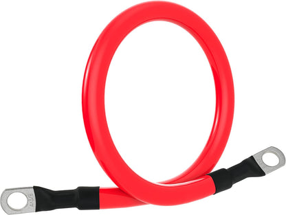 4 AWG Battery Cable 4AWG Gauge Pure Copper Battery Inverter Cables with 3/8 in Lugs Both Ends Power Inverter Wire Set for Automotive Solar Marine Boat RV Car Motorcycle Red and Black (1ft)