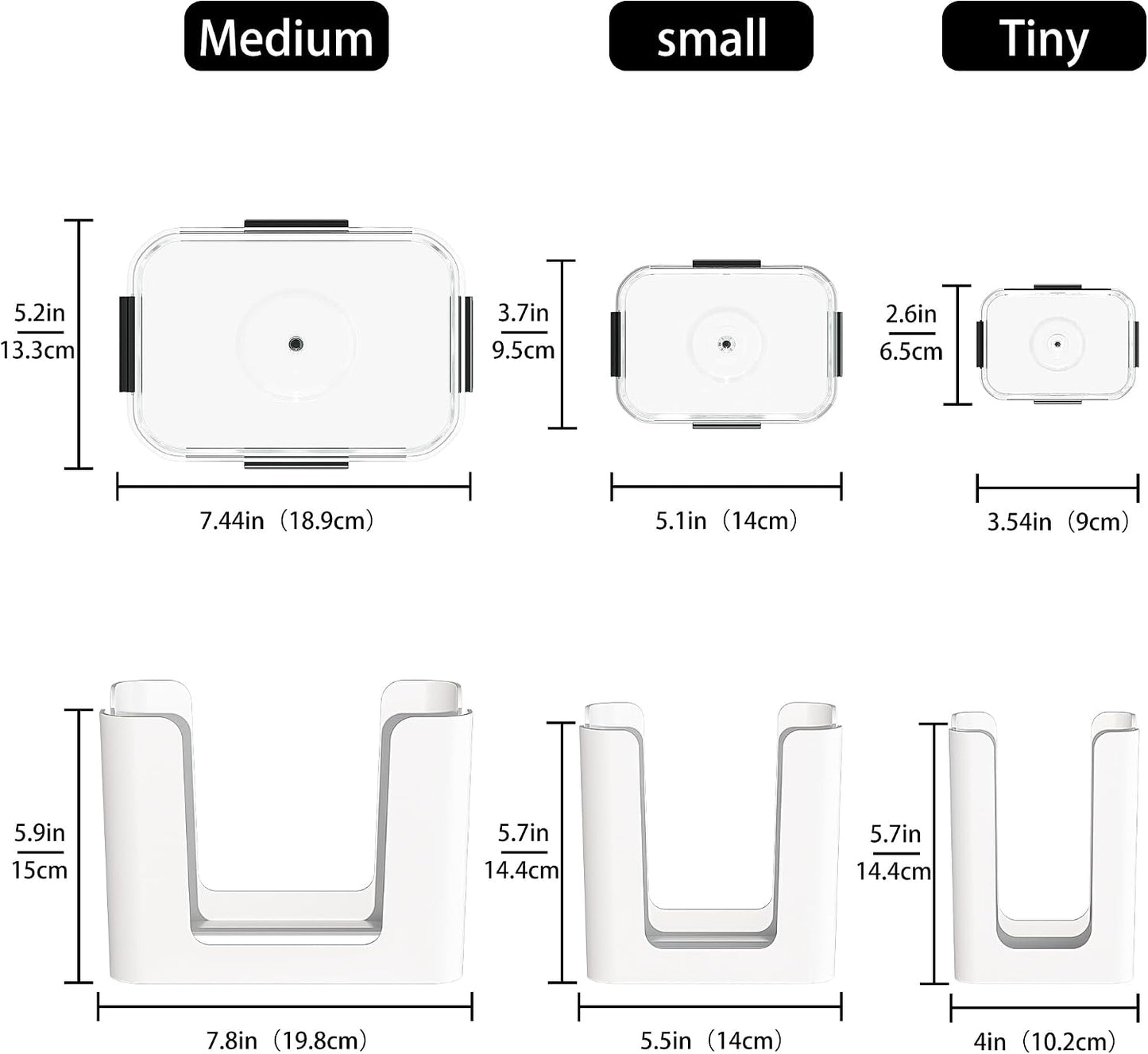frtzal Food Container Lid Organizer,3-Pack – Compatible with Rubbermaid Brilliance Snap-On Lids, Stackable Lid Holder Rack, Kitchen Storage Holder 4.7 Cup,3.2 Cup,1.3 Cup. 0.5 Cup Container (white)