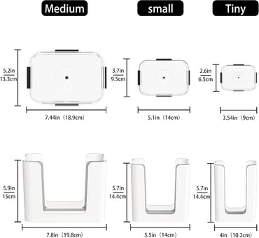 frtzal Food Container Lid Organizer,3-Pack – Compatible with Rubbermaid Brilliance Snap-On Lids, Stackable Lid Holder Rack, Kitchen Storage Holder 4.7 Cup,3.2 Cup,1.3 Cup. 0.5 Cup Container (white)