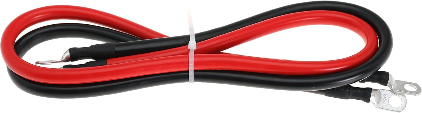 2 AWG Battery Cable 2AWG Gauge Battery Inverter Cables with 3/8 in Lugs Pure Copper Power Inverter Wire Set for Solar Marine Boat RV Car Motorcycle 2pcs (3FT)