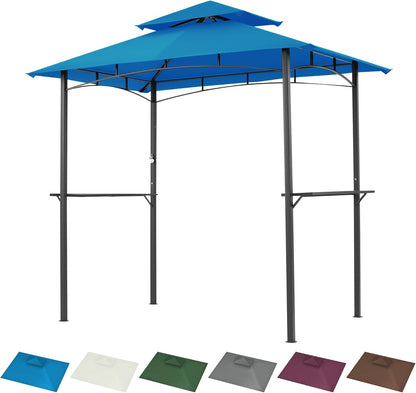 Grill Gazebo Replacement Canopy Top Only - 5' x 8' Outdoor BBQ Gazebo Canopy Roof, Waterproof Double Tiered Shelter Cover Fit for L-GG001PST-F (5 * 8FT-Claret)