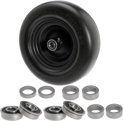 11x4.00-5 Solid Smooth Tires, Flat Free Lawn Mower Tires for Zero- Turn and Garden Tractor Mowers with 3/4" or 5/8" Bushing, Fit 3.4", 4", 4.5", 5" Centered Hub,1 Pack