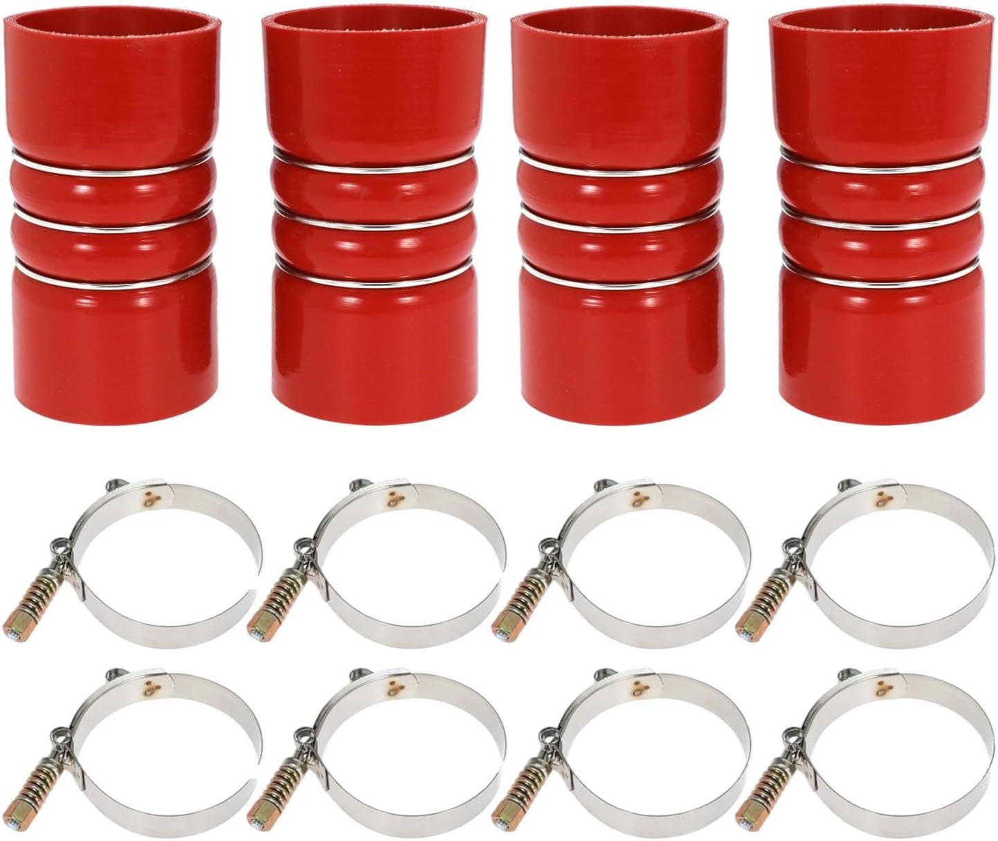 Silicone Charge Air Cooler Hump Hose Boot Set 3" X 6" with T Bolt Clamp Red 4PCS