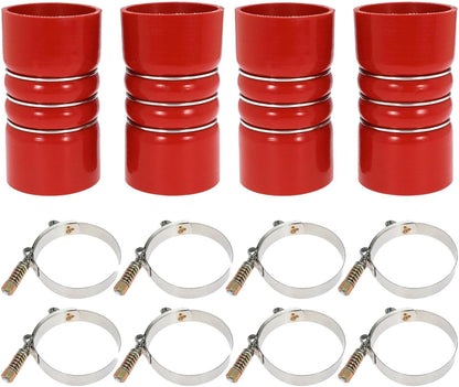 Silicone Charge Air Cooler Hump Hose Boot Set 3" X 6" with T Bolt Clamp Red 4PCS