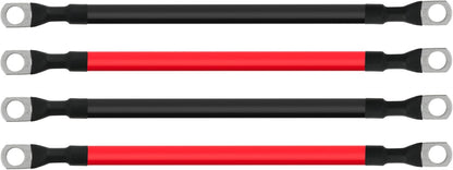 2FT 4 AWG Battery Cable 4 Gauge Battery Cables 4AWG 2 FT Battery Inverter Wires Cables with 3/8 inch Lugs for Solar Power Inverters, RVs, Campers, Travel Trailers, Cars, 2 Pairs
