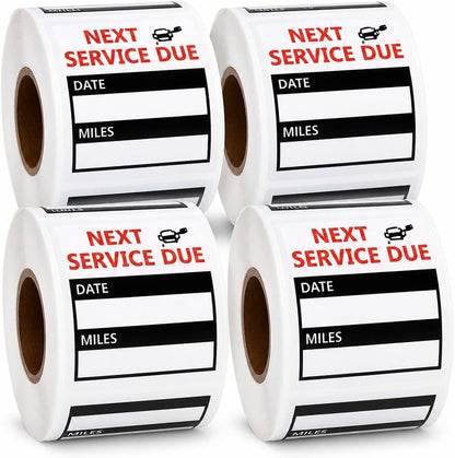 Oil Change Service Reminder Stickers - 3000 Pcs 2x2 Black, Next Service Due Roll, Removable Vinyl Peel & Write, No Residue Car Sticker (10)