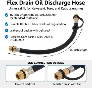 Flex Drain Hose for Kawasaki FR730V FR691 FR691V FR651V FR600V FH721V FS541 FJ180V FS730V for Toro MX5060 FX730V, and for Kubota Z412 Z122R 510440902 51044-0902 (Pack of 3)