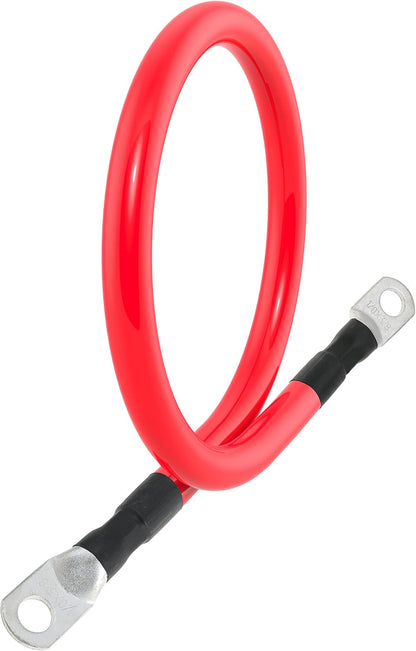 1/0 AWG Gauge Battery Cable Power Inverter Cables with 3/8 Inch lugs for Solar Marine RV Car Truck Tractor Motorcycle 2pcs (2FT)