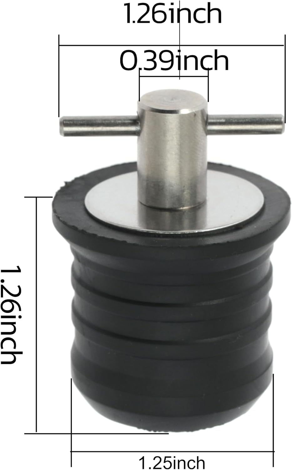 2 Pcs Boat Drain Plug With T Handle - Snap Rubber Plugs With Brass/Stainless Steel Handle - Marine Twist Accessories