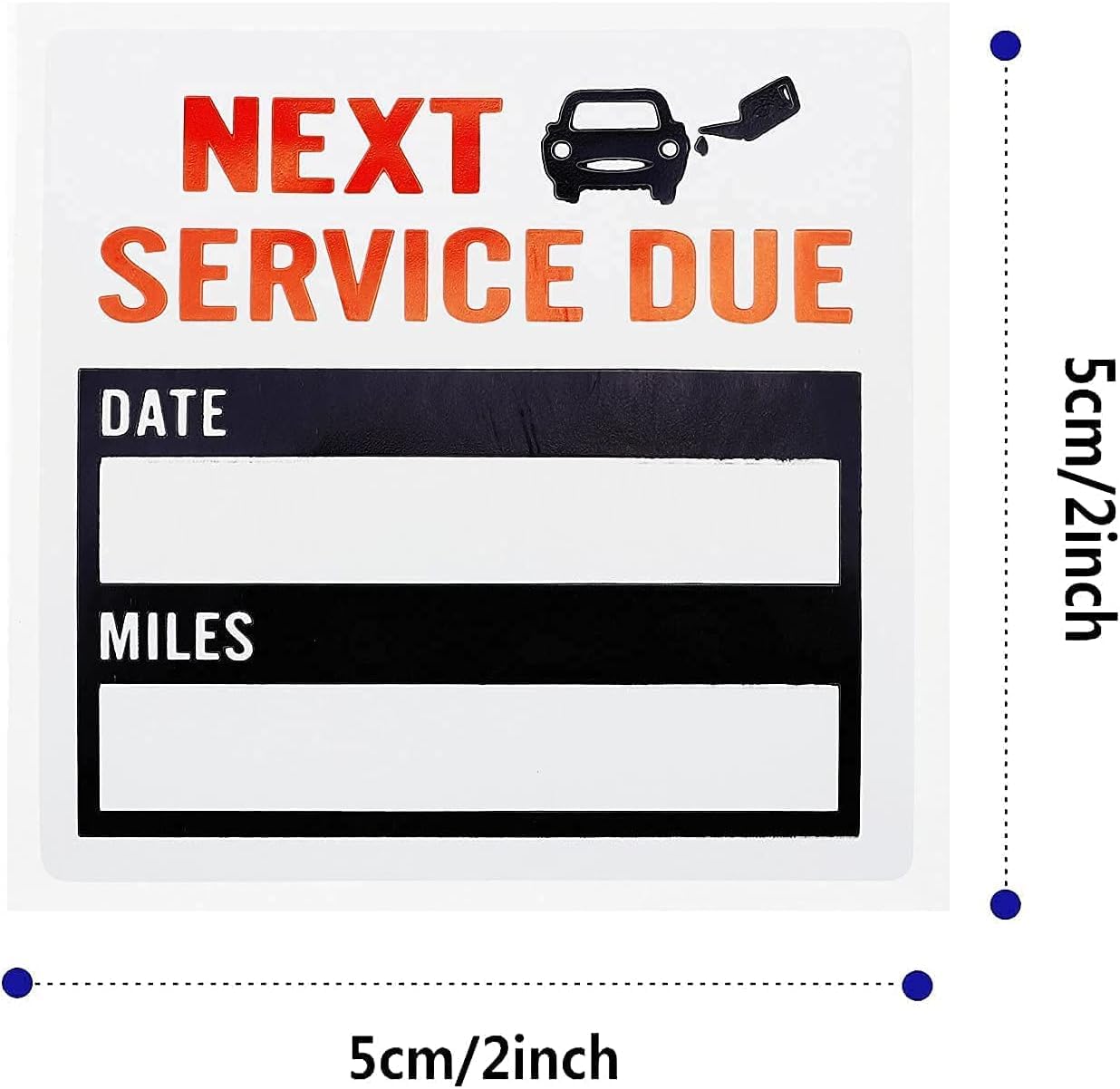 Oil Change Service Reminder Stickers - 300 Pcs 2x2 Black, Next Service Due Roll, Removable Vinyl Peel & Write, No Residue Car Sticker (8)