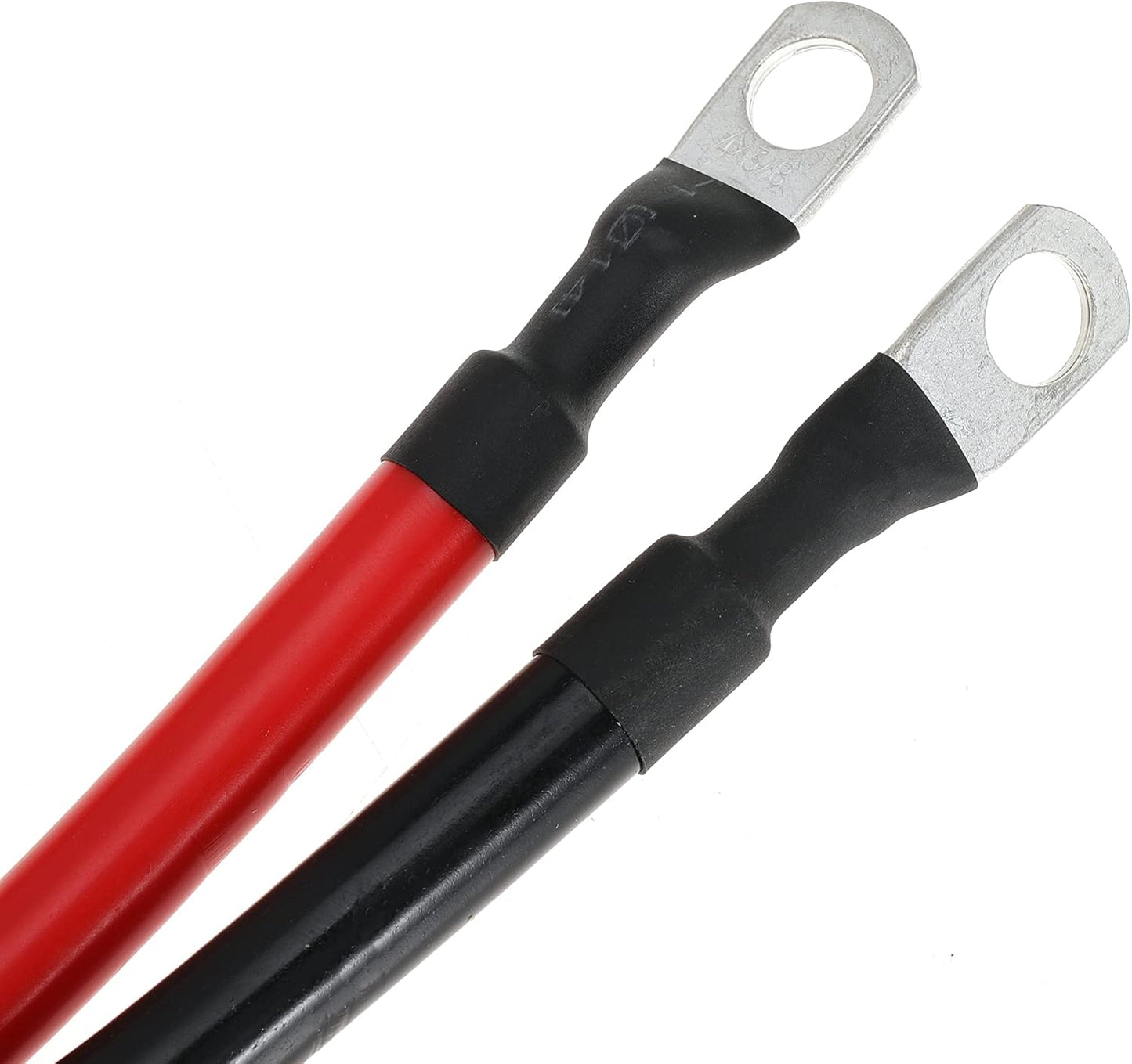 4 AWG Battery Cable 4AWG Gauge Pure Copper Battery Inverter Cables with 3/8 in Lugs Both Ends Power Inverter Wire Set for Automotive Solar Marine Boat RV Car Motorcycle Red and Black (2FT)