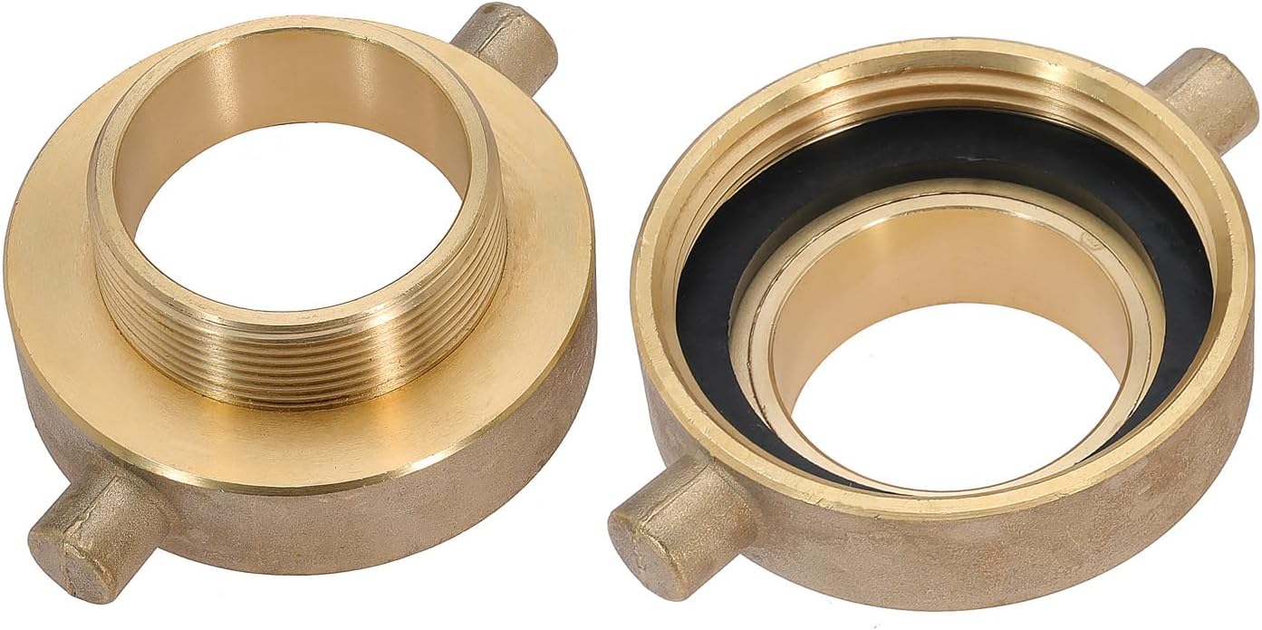 2 Pack 2-1/2"" NST (NH) Female x 1-1/2"" NST (NH) Male Fire Hydrant Hose Adapter Brass Fire Equipment with Pin Lug for Fire Hydrants, Pipes, Hoses, NuFlySic-723