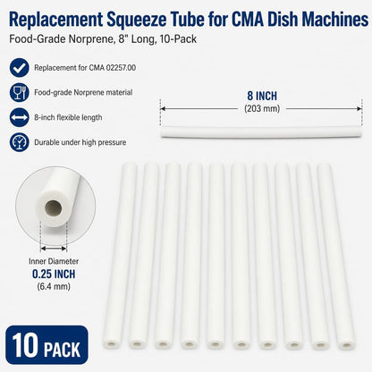 Squeeze Tube for Norprene 8 for CMA Dish Machines Replace 02257.00 Keep Cracking and Leaking Water (Pack of 10)