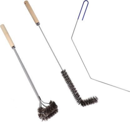 3 PCS Fryer Cleaning Tools with Deep Fryer Brass L-Shaped Brush, Deep Fryer Crumb Scoop, Deep Fryer Cleanout Rod for Restaurants, Air Fryers, Deep Fat Fryers