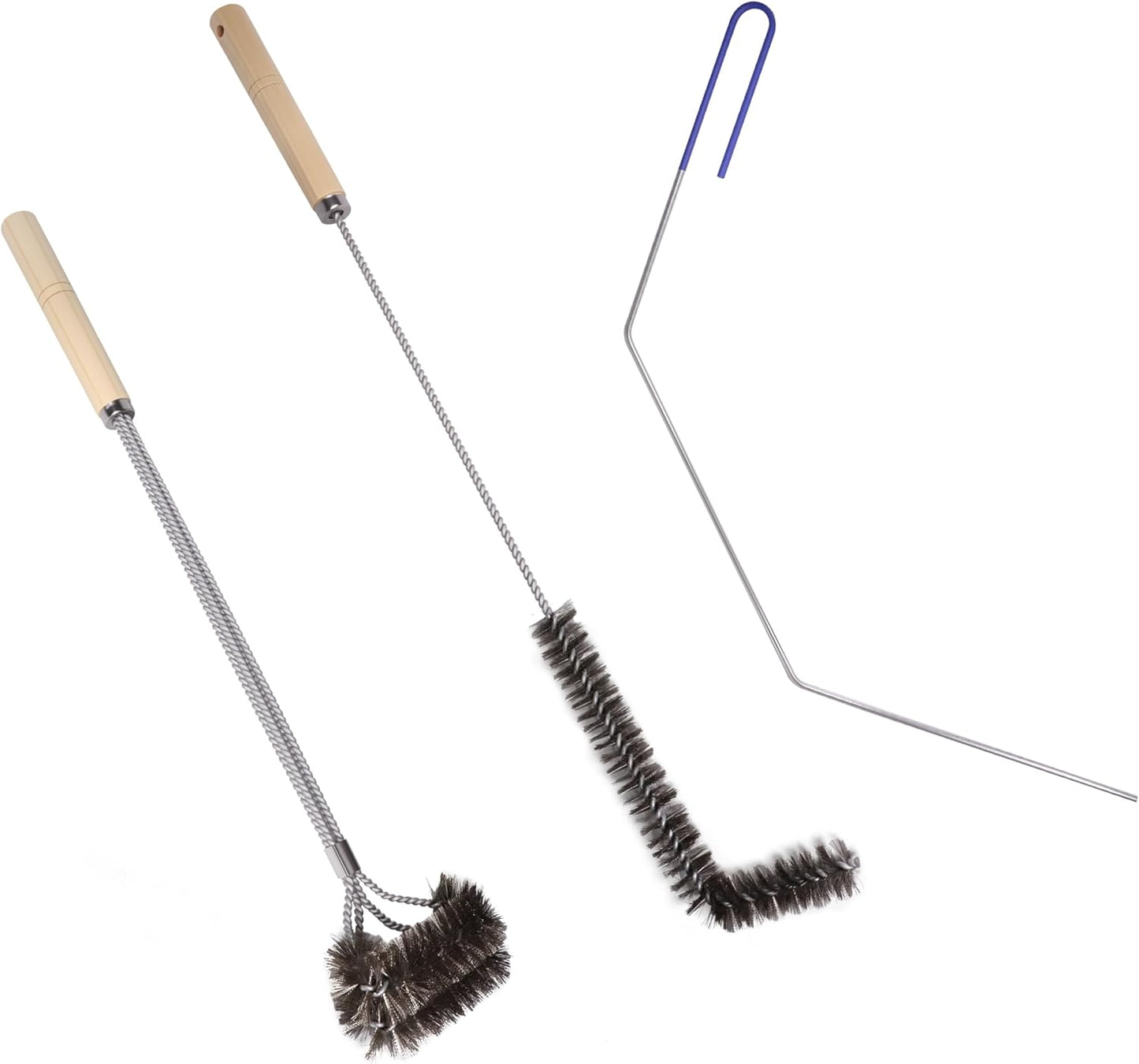 3 PCS Fryer Cleaning Tools, Deep Fryer Stainless Steel L-Shaped Brush, Cleanout Rod, Long Handle Basket Brush for Air Fryers, Deep Fryers
