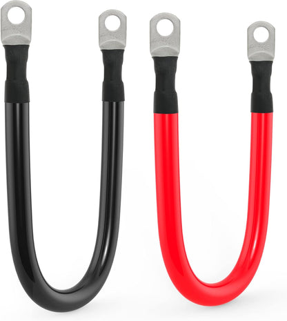 1/0 AWG Gauge Battery Cable Power Inverter Cables with 3/8 Inch lugs for Solar Marine RV Car Truck Tractor Motorcycle 2pcs (2FT)