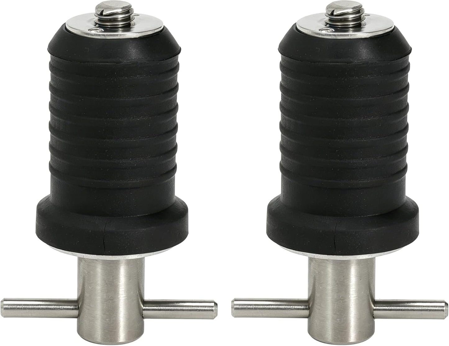 2 Pcs Boat Drain Plug With T Handle - Snap Rubber Plugs With Brass/Stainless Steel Handle - Marine Twist Accessories