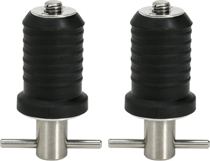2 Pcs Boat Drain Plug With T Handle - Snap Rubber Plugs With Brass/Stainless Steel Handle - Marine Twist Accessories