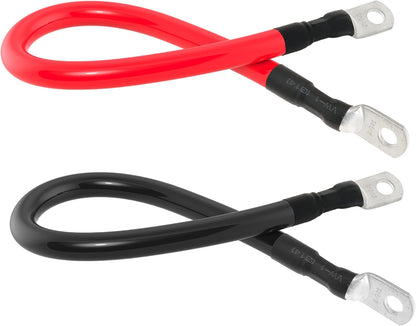 2 AWG Battery Cable 2AWG Gauge Battery Power Inverter Cables with 5/16 in Lugs Terminal for Automotive Solar Marine Boat RV Car Motorcycle (2FT)