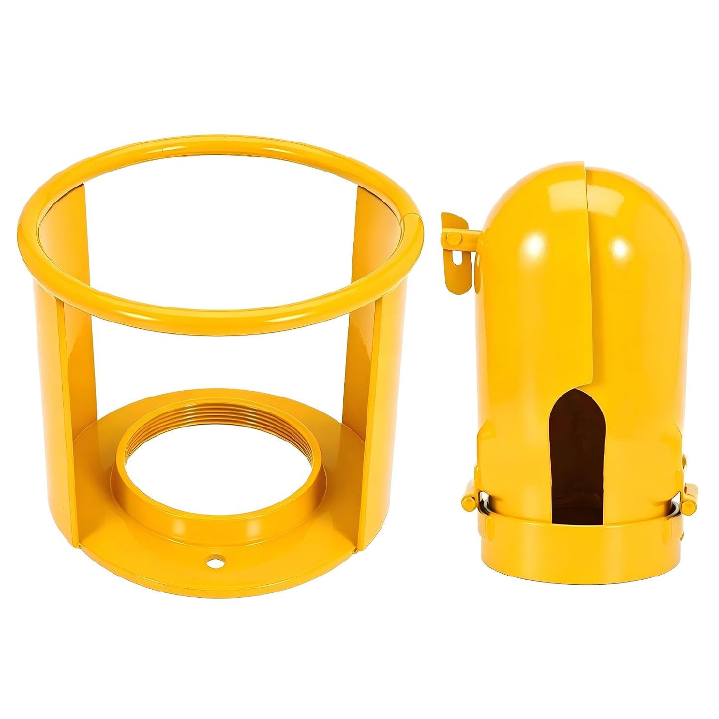 2PCS Acetylene Gas Cylinder Regulator Safety Cap Protector 3-1/8"x11 & 3-1/2"x12 Fine Thread Steel Valve Cover for High/Low Pressure Tanks Storage & Transport