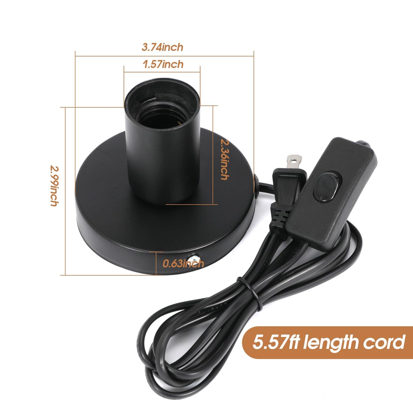 3Pcs Desktop Lamp Base Light Base Socket Screw Light Bulb Holder Base with 6 Feet Cord on Off Switch Plug for Holding Bulb for Your Night Light