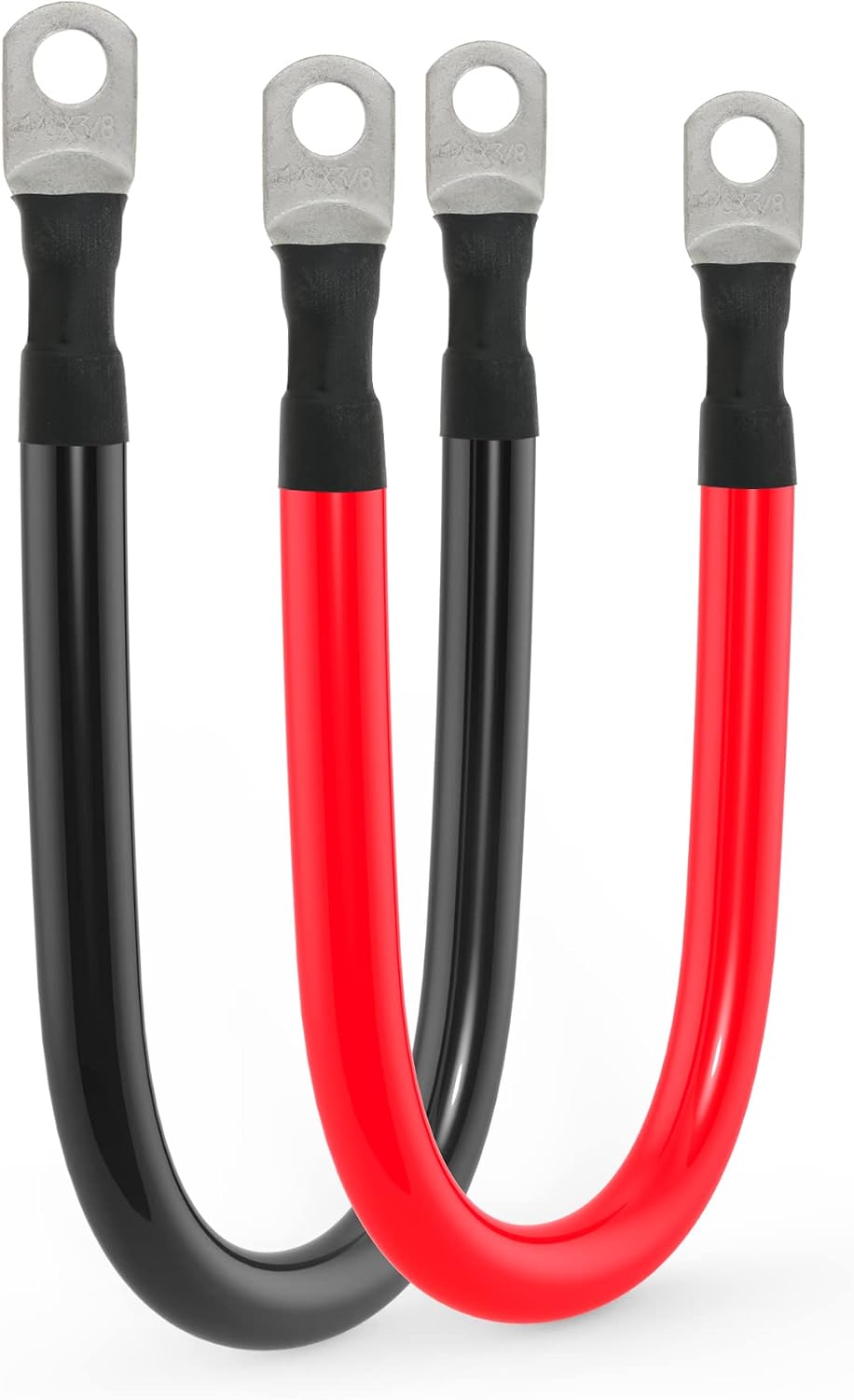 1/0 AWG Gauge Battery Cable Power Inverter Cables with 3/8 Inch lugs for Solar Marine RV Car Truck Tractor Motorcycle 2pcs (1FT)