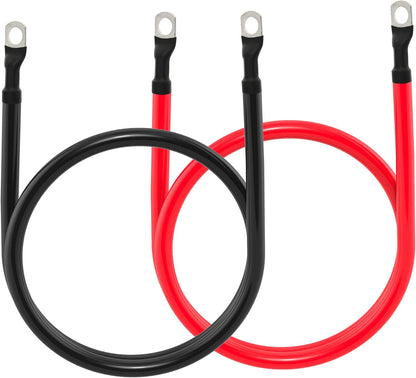 4 AWG Battery Cable 4AWG Gauge Pure Copper Battery Inverter Cables with 3/8 in Lugs Both Ends Power Inverter Wire Set for Automotive Solar Marine Boat RV Car Motorcycle Red and Black (3FT)