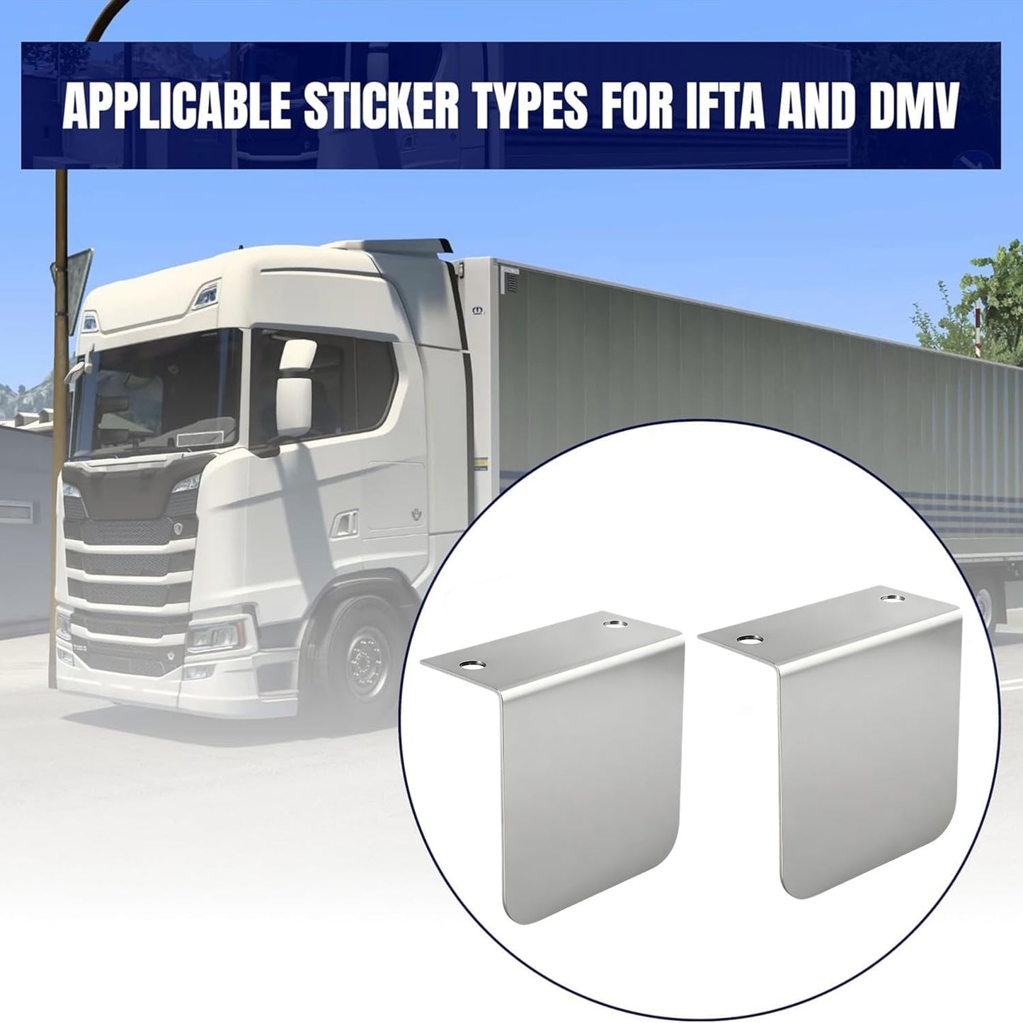 Stainless Steel Permit Sticker Holder for IFTA for DMV Class Chrome L Bracket Replace 60788 for Truck Car Parking Passes Permits Small Stickers Vehicle Emblems Mounting