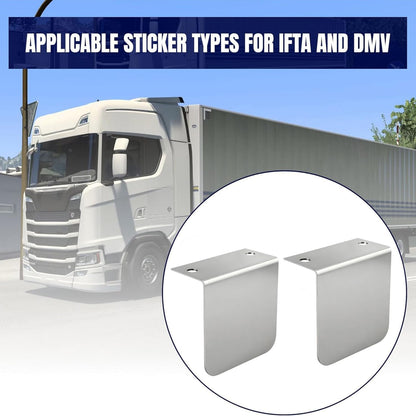 Stainless Steel Permit Sticker Holder for IFTA for DMV Class Chrome L Bracket Replace 60788 for Truck Car Parking Passes Permits Small Stickers Vehicle Emblems Mounting