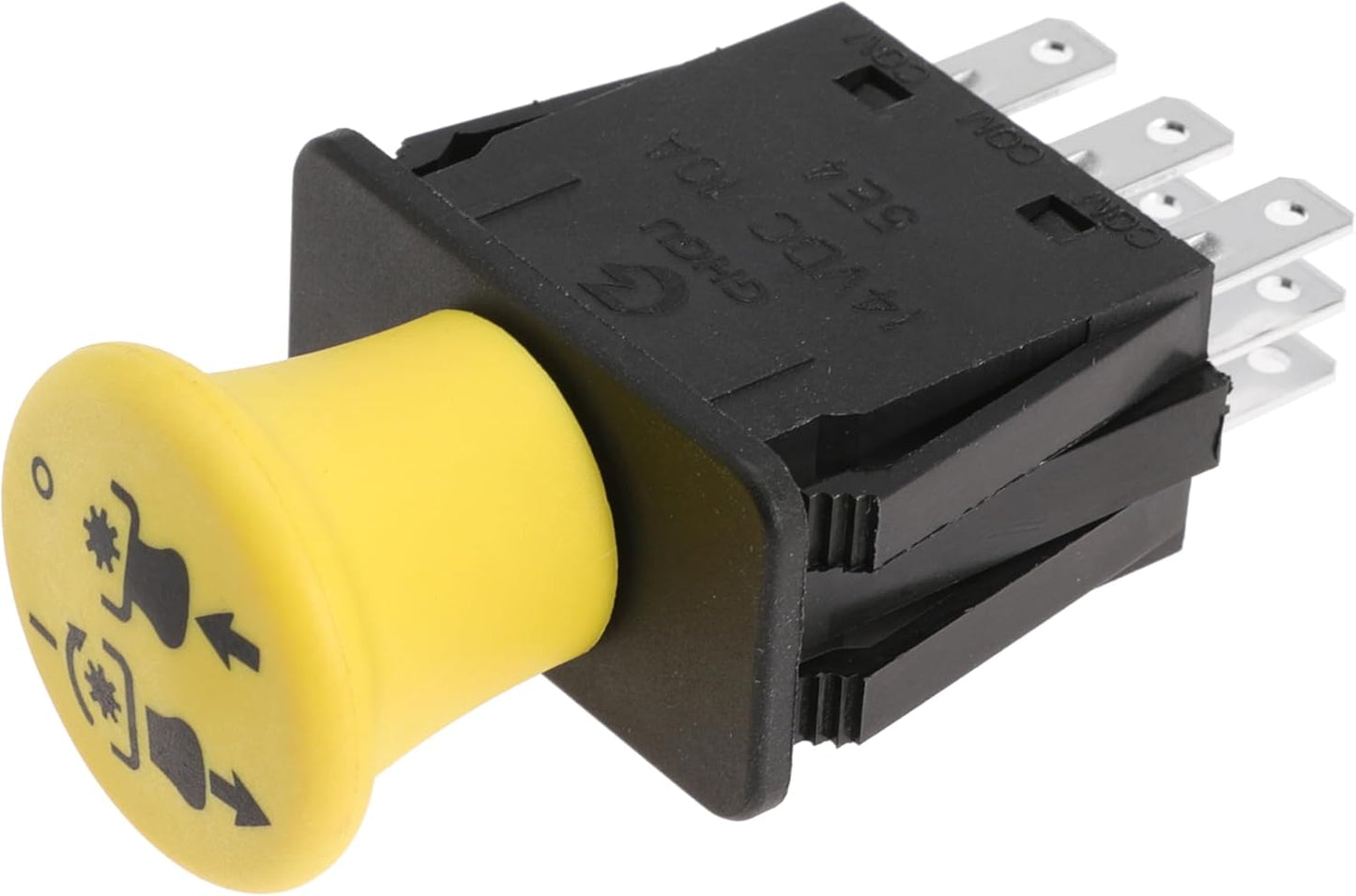 Clutch PTO Switch 8 Terminals for Exmark Next for Lazer Z for Toro for Z Master G3 Serial Compatible with 116-0124, 1160124, 430-210, K3011-62301, K301162301, 109-7666, 109-7673, 5 AMP, Yellow Knob