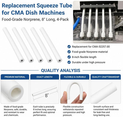Squeeze Tube for Norprene 8 for CMA Dish Machines Replace 02257.00 Keep Cracking and Leaking Water (Pack of 10)