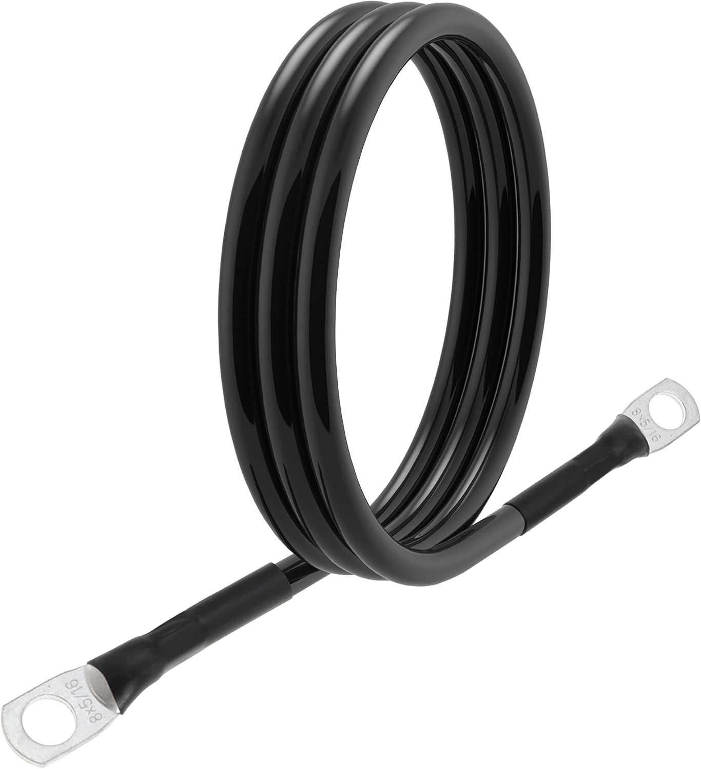 8 AWG Battery Cable 8 Gauge Power Inverter Cables with 5/16 Inch Lugs Both Ends for Solar Boat Marine RV Car 2 Pack (3FT)