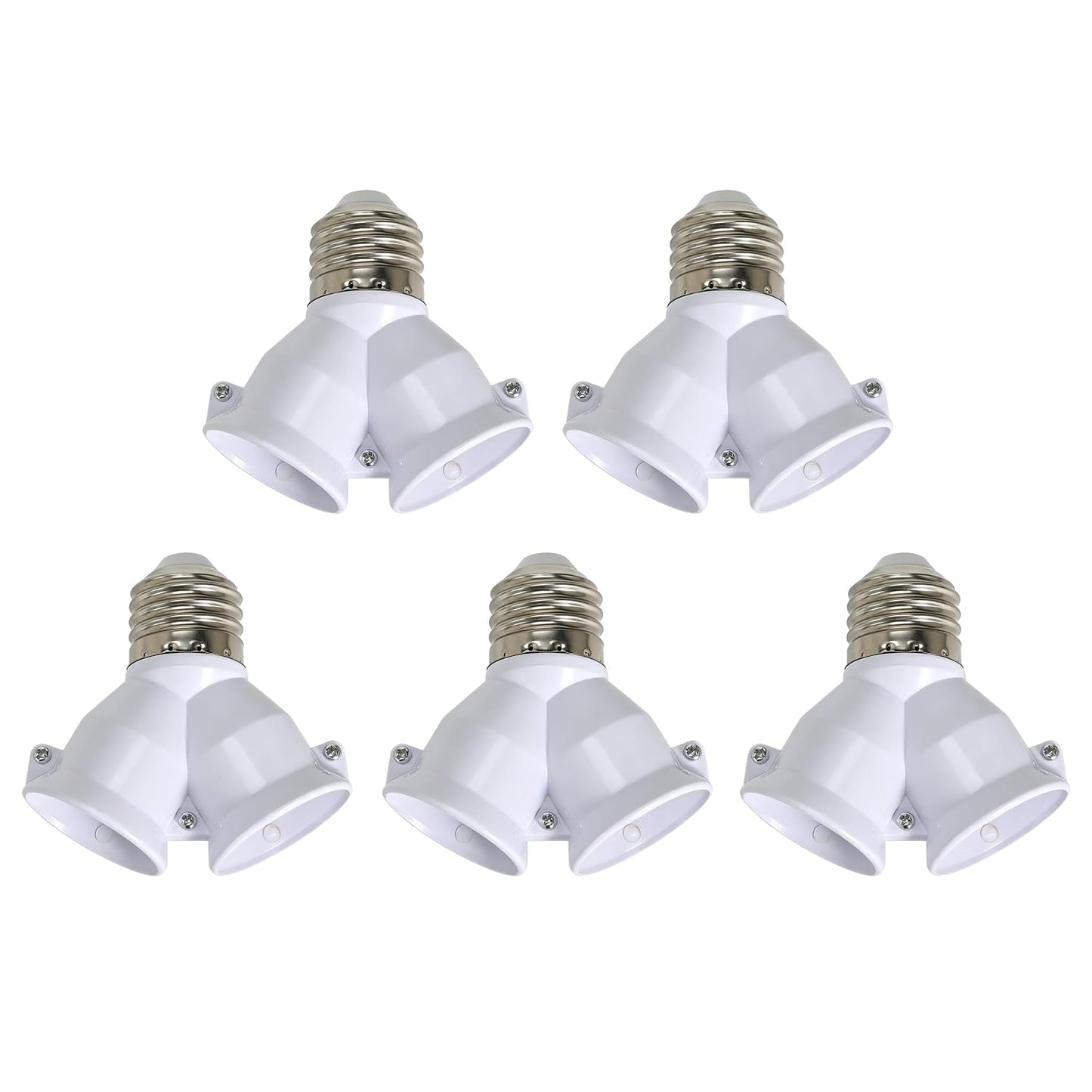 2 in 1 E26 Twin Light Bulb Socket Splitter Adapter, 2 E26 Standard Medium Base Bulbs in 1 Socket,Y-Shape Lamp Holder Converter,Maximum 200W 165℃ Heat Resistant,Ceiling Light Base Lamp,20 Pcs