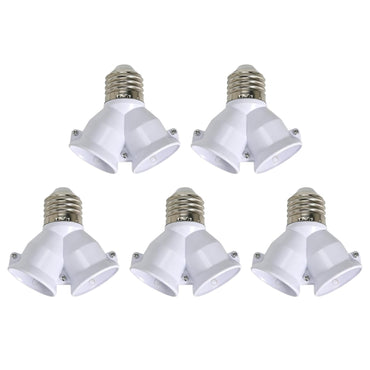 2 in 1 E26 Twin Light Bulb Socket Splitter Adapter, 2 E26 Standard Medium Base Bulbs in 1 Socket,Y-Shape Lamp Holder Converter,Maximum 200W 165℃ Heat Resistant,Ceiling Light Base Lamp,20 Pcs