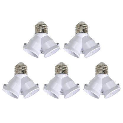 2 in 1 E26 Twin Light Bulb Socket Splitter Adapter, 2 E26 Standard Medium Base Bulbs in 1 Socket,Y-Shape Lamp Holder Converter,Maximum 200W 165℃ Heat Resistant,Ceiling Light Base Lamp,20 Pcs