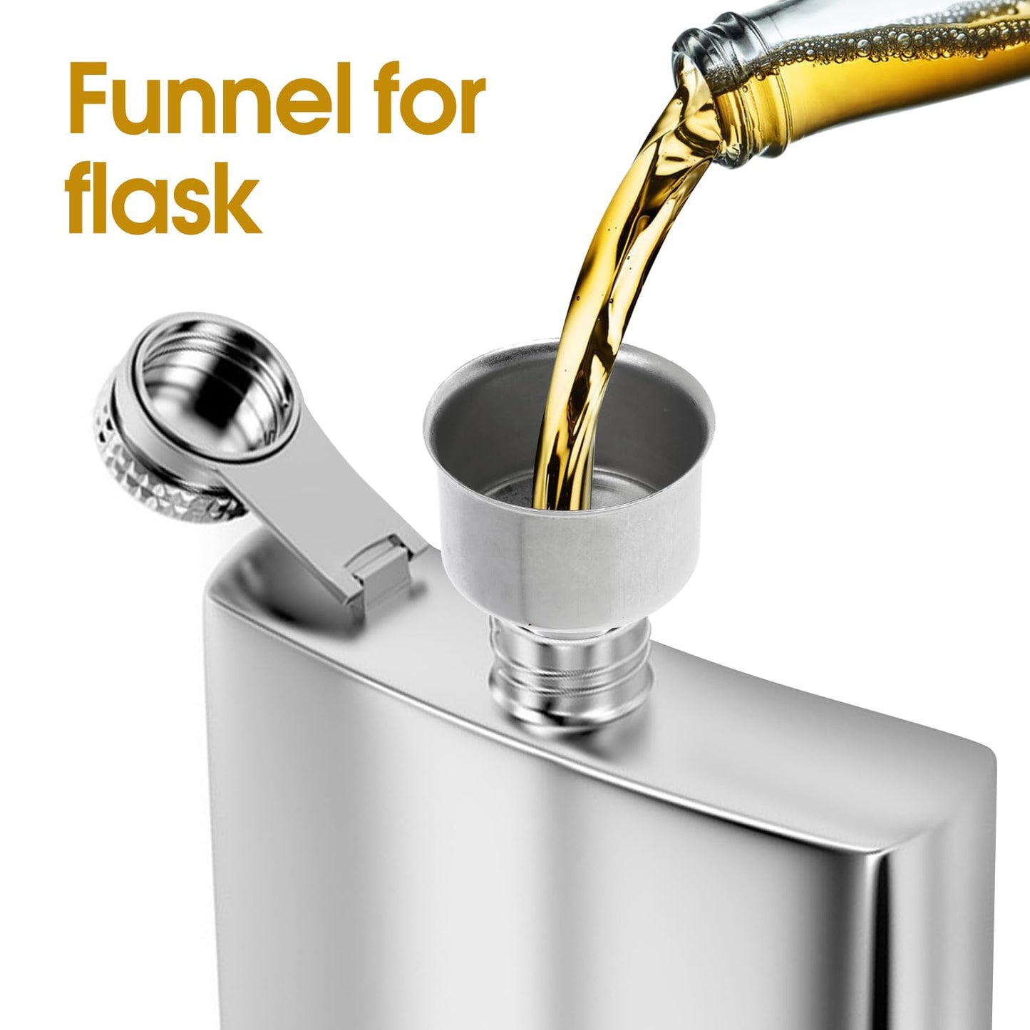 Stainless Steel Funnel for Flask Small Funnels for Drinking Liquor Flask,Oil Bottle,Perfume Bottle,Amber Bottle, Spices Liquids Universal Mini Funnel with 3/8" Spout (2)