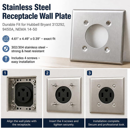 Single Hole Receptacle Wall Plate, Outlet Covers Wall Plate for Hubbell Bryant 313292 SS701 9450A, 4.56" Length 4.5" Width 0.21" Thick (Pack of 3)