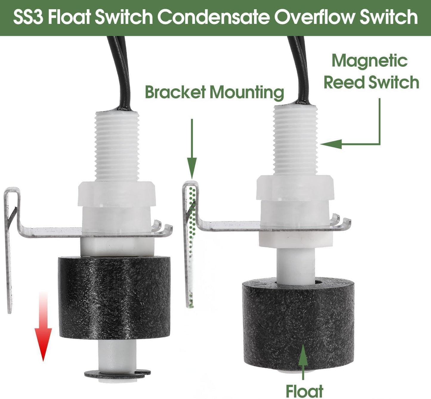 10PACK SS3 Float Switch Condensate Overflow Switch for HVAC Drain Pan Condensate