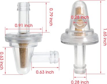 90 Degree Fuel Filter Replace 8423-01-9909 for 1/4 Fuel Line Gas Engine, and for Honda 125cc 4-Wheeler Rancher, for Yamaha XT225 for Suzuki for Kawasaki for Snowmobile Dirt Bike for ATV UTV Quad(4)
