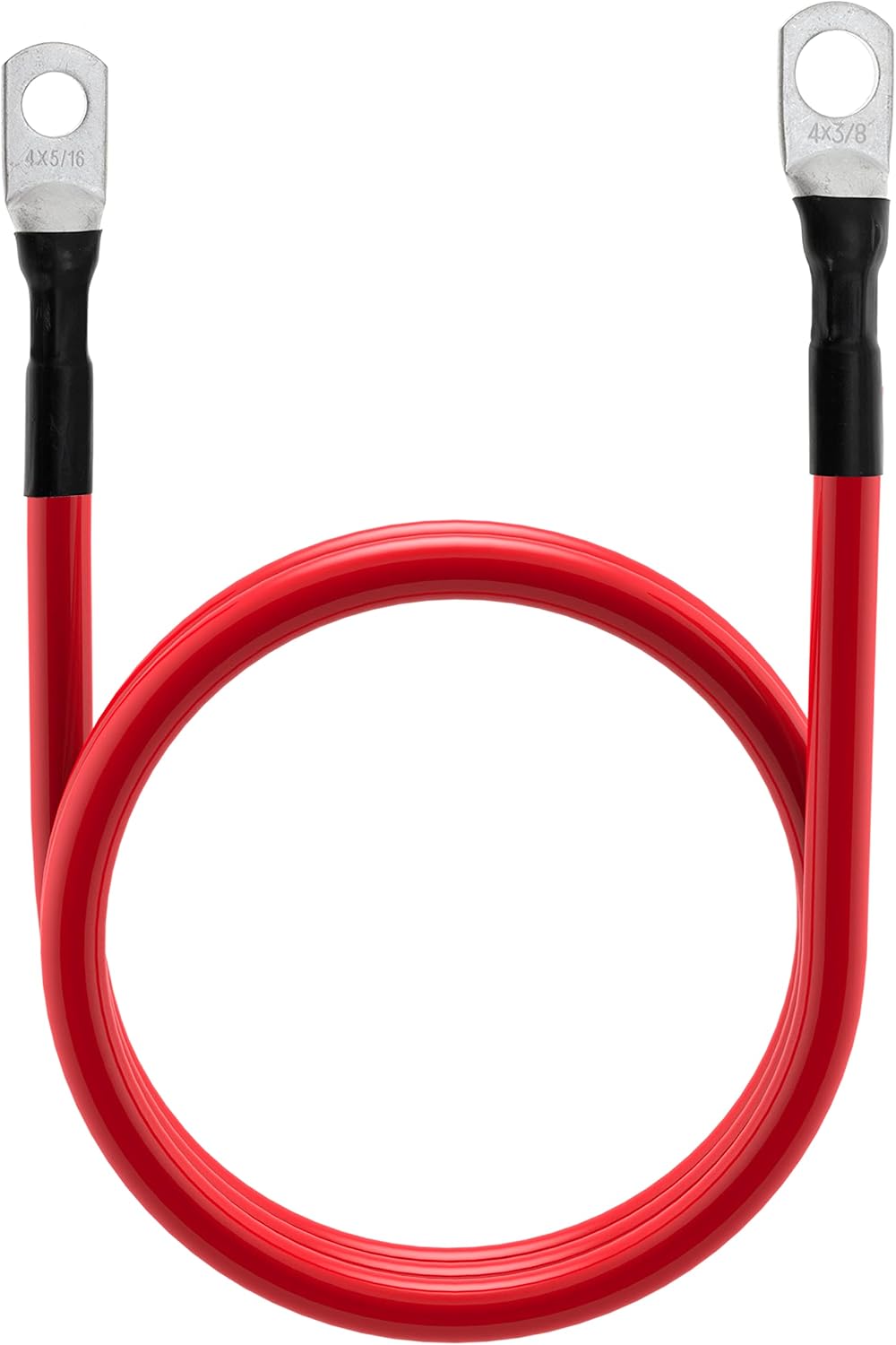 5 AWG Battery Cables 5 Gauge Power Inverter Cables with 3/8 Inch and 5/16 Inch Lugs Each End for Solar Marine Boat Vessel RV Car SUV Truck Tractor Motorcycle 2pcs (2FT, 5 AWG)