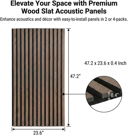 5 Pack Large Acoustic Panels for Wall Decor Sound Proof 47.2 x 23.6 x 0.4 Inch Sound Dampening Panels Wood Veneer Sound Absorbing Wall Panel for Bedroom Home Studio Office (Dark Walnut)