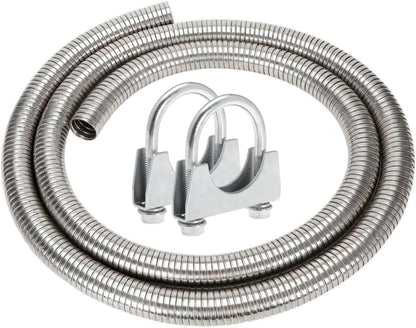 Exhaust Flex Pipe 2.25" ID x 72" L, Exhaust Hose Tubing with 2pc 2.25" Clamps