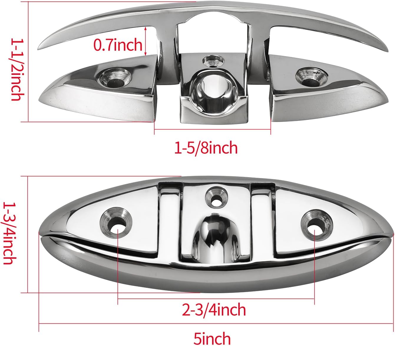 316 Stainless Steel Boat Folding Cleats Flip-up Dock Cleat with Screws Marine Dock Rope Cleats Compatible with Kayak Yacht Pontoon Boat