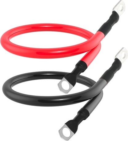 2 AWG Battery Cable 2AWG Gauge Battery Inverter Cables for Automotive Solar Marine Boat RV Car Motorcycle (2 AWG, 2FT, 3/8")
